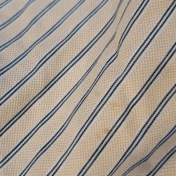 Boss Golf Shirt Men's Beige Blue stripes Size tag missing Polo shirt M - Picture 11 of 12
